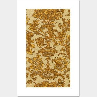 Fancy Golden Antique Foliage Wall Paper Posters and Art